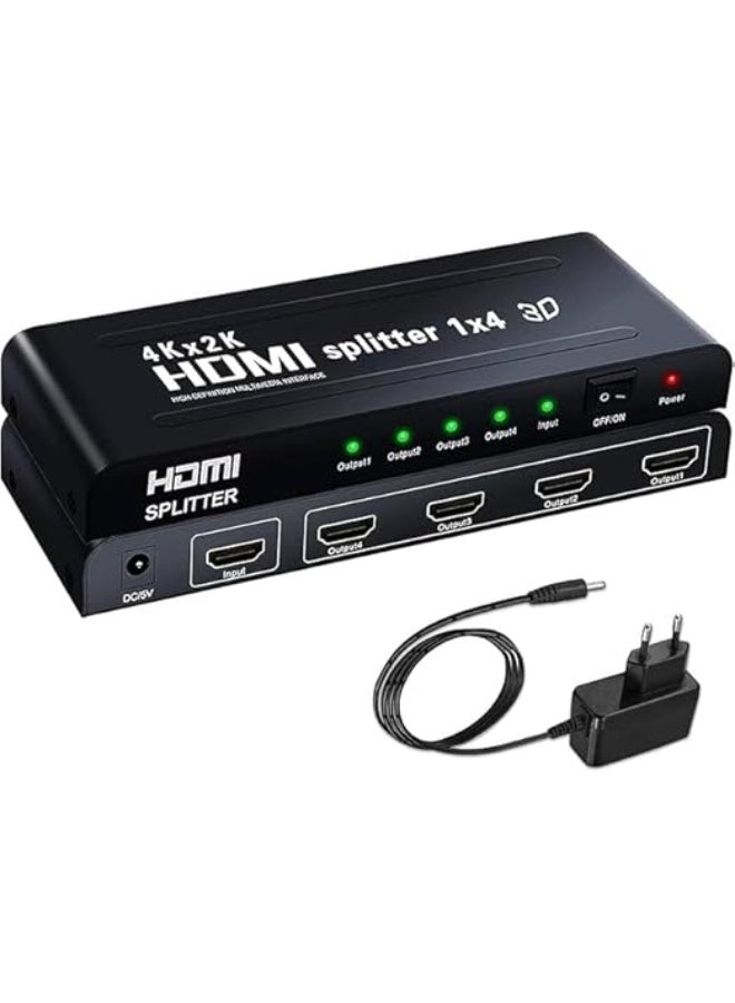 موزع Avva HDMI من 1 إلى 4 منافذ، 4 منافذ HDMI 2.0 يدعم 4K بمعدل تحديث 60 هرتز، جودة Full HD 1080P - Image 2