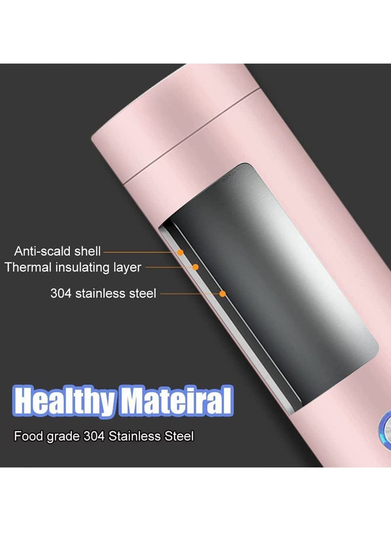 Portable Electric Kettle, 400ml Travel Tea Kettle with Non stick Coating Double Wall Water Boiler Bottle, Fast Boil and Auto Shut off Hot Water Heater, Pink - Image 3