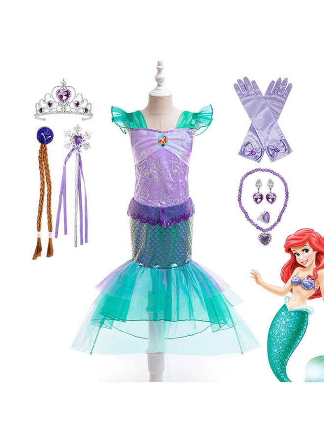 Mermaid Ariel Princess Dress Mermaid Ji Fishtail Dress Children's Sequin Dress Cos Party Performance Dress