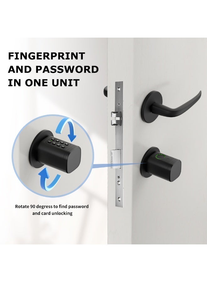 Atmtah Smart Lock Cylinder Bluetooth, Fingerprint Door Lock, No Door Modification Needed, 5-in-1 Open with Fingerprint, Passcode, Card, TTLock App & Key, Control Remotely (V1 Silver) - Image 3