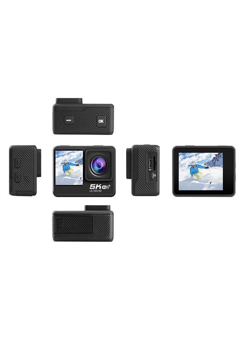 Generic - 5K WiFi Action Camera 170° Wide Angle, Anti-Shake Action Camera Waterproof Remote Control Action Camera with Remote Control and Accessories - Image 1