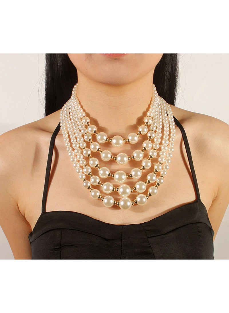 Multi-Layer Pearl Decor All Match Necklace  - Image 3