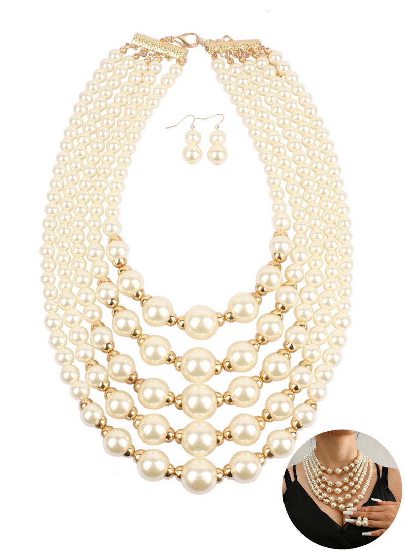 Multi-Layer Pearl Decor All Match Necklace  - Image 1