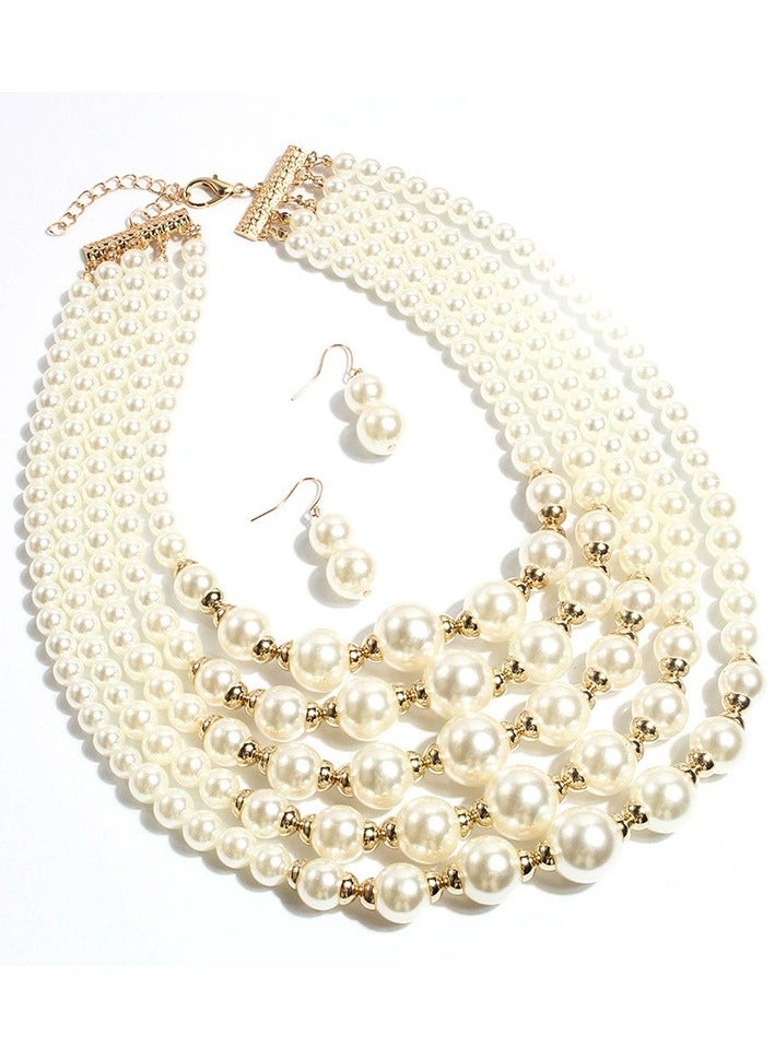 Multi-Layer Pearl Decor All Match Necklace  - Image 4
