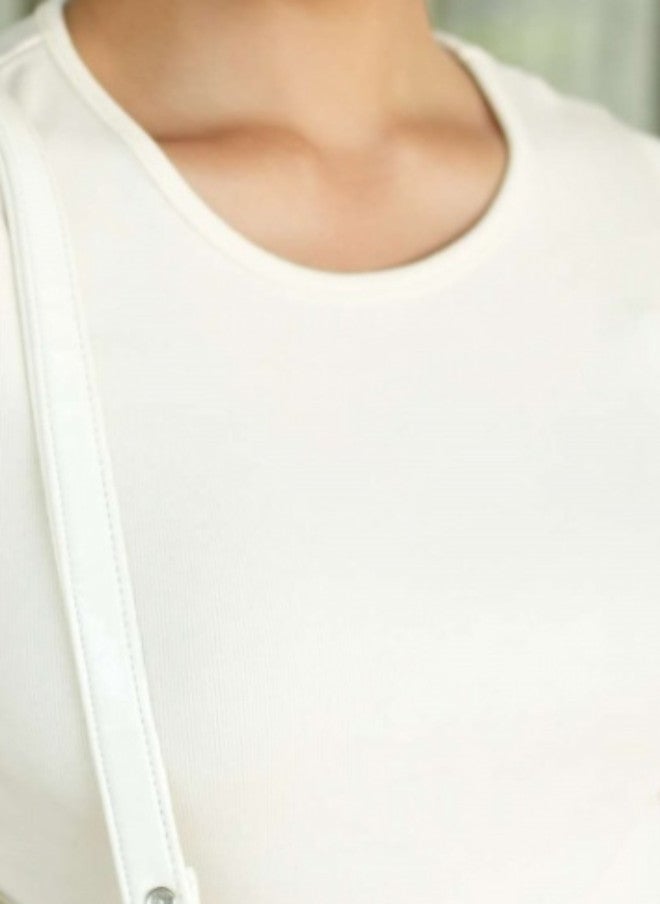 Mlada Store Mlada Women Solid Round Neck Cotton T-shirt - Image 2
