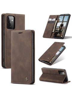 CaseMe CaseMe Samsung Galaxy A72 Case Wallet, for Samsung Galaxy A72 Wallet Case Book Folding Flip Folio Case with Magnetic Kickstand Card Slots Protective Cover - Coffee  - Image 1