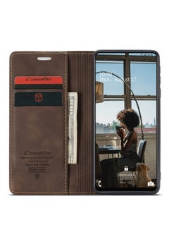 CaseMe CaseMe Samsung Galaxy A72 Case Wallet, for Samsung Galaxy A72 Wallet Case Book Folding Flip Folio Case with Magnetic Kickstand Card Slots Protective Cover - Coffee  - Image 4