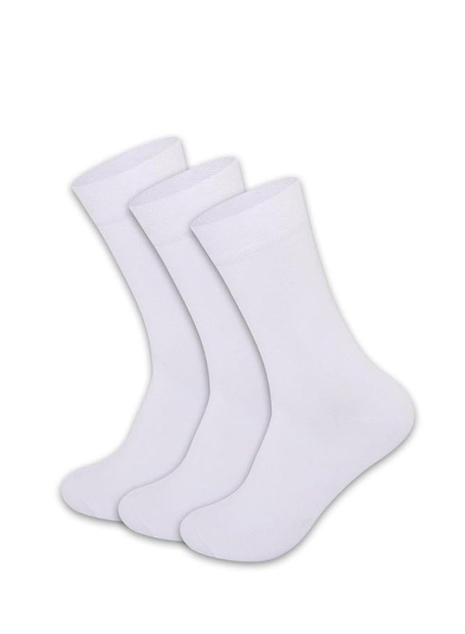 اولكينج جوارب تيري رسمية/مكتبية للرجال، كعب ومقدمة معززة لمتانة ممتدة، مضادة للروائح والبكتيريا - عبوة من 3 قطع (أبيض) - Image 1