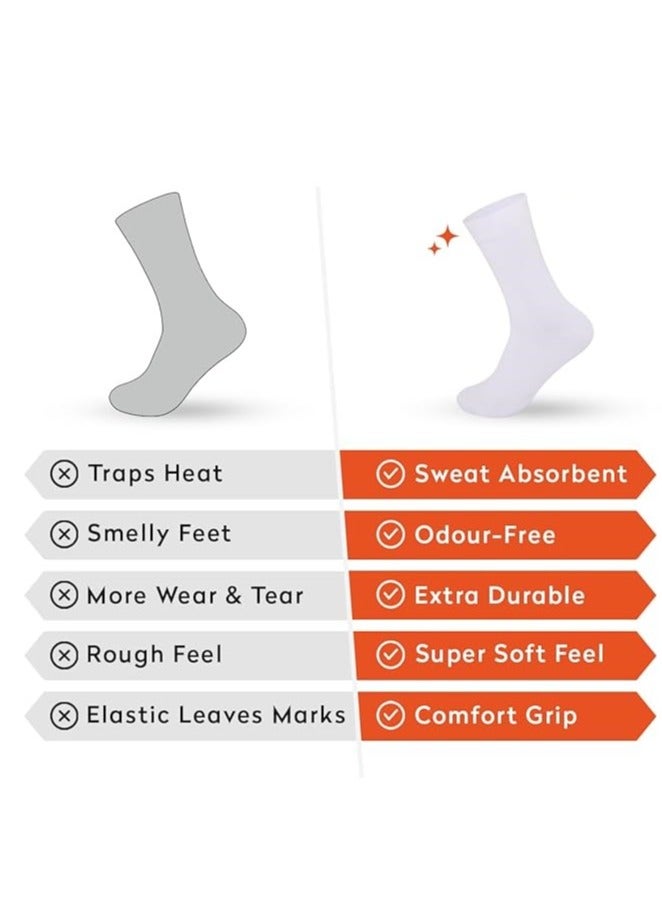 اولكينج جوارب تيري رسمية/مكتبية للرجال، كعب ومقدمة معززة لمتانة ممتدة، مضادة للروائح والبكتيريا - عبوة من 3 قطع (أبيض) - Image 3