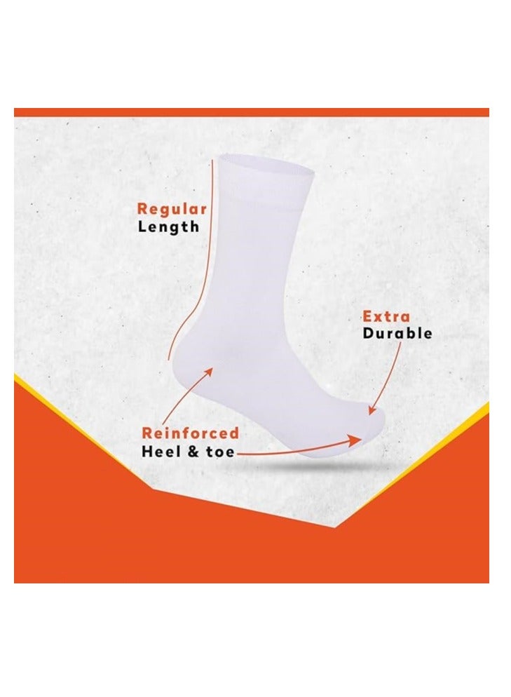 اولكينج جوارب تيري رسمية/مكتبية للرجال، كعب ومقدمة معززة لمتانة ممتدة، مضادة للروائح والبكتيريا - عبوة من 3 قطع (أبيض) - Image 4