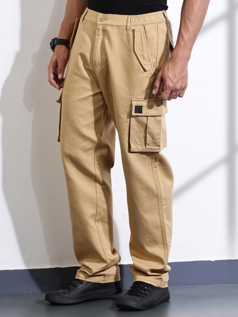 Thomas Scott Mens Solid Relaxed Fit Cargo Trouser (TSB104_Fawn, 36) - Image 2
