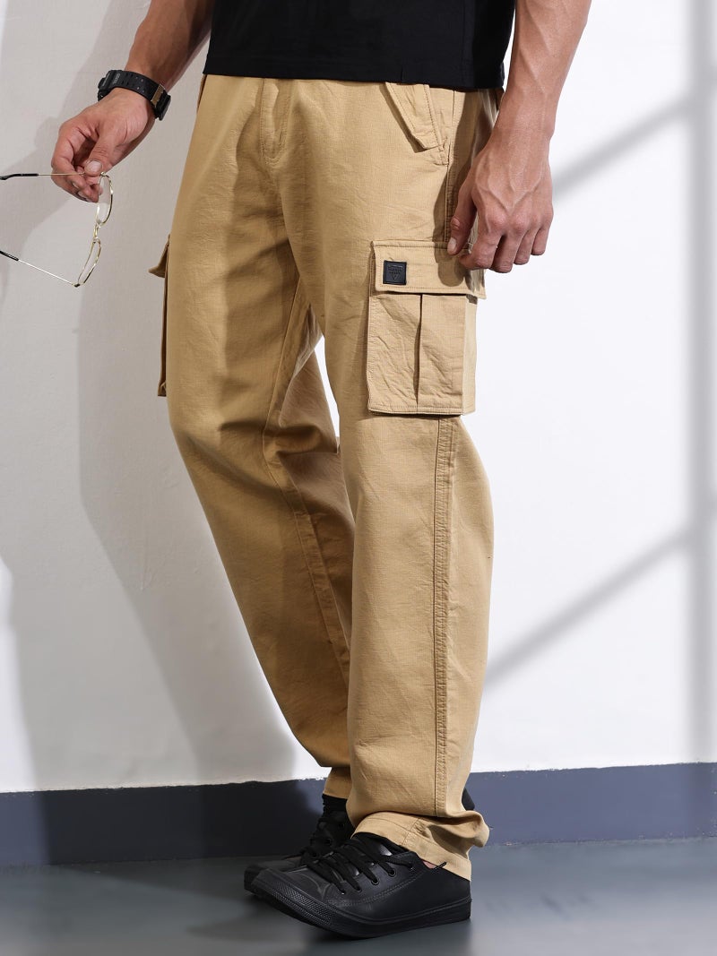Thomas Scott Mens Solid Relaxed Fit Cargo Trouser (TSB104_Fawn, 36) - Image 5