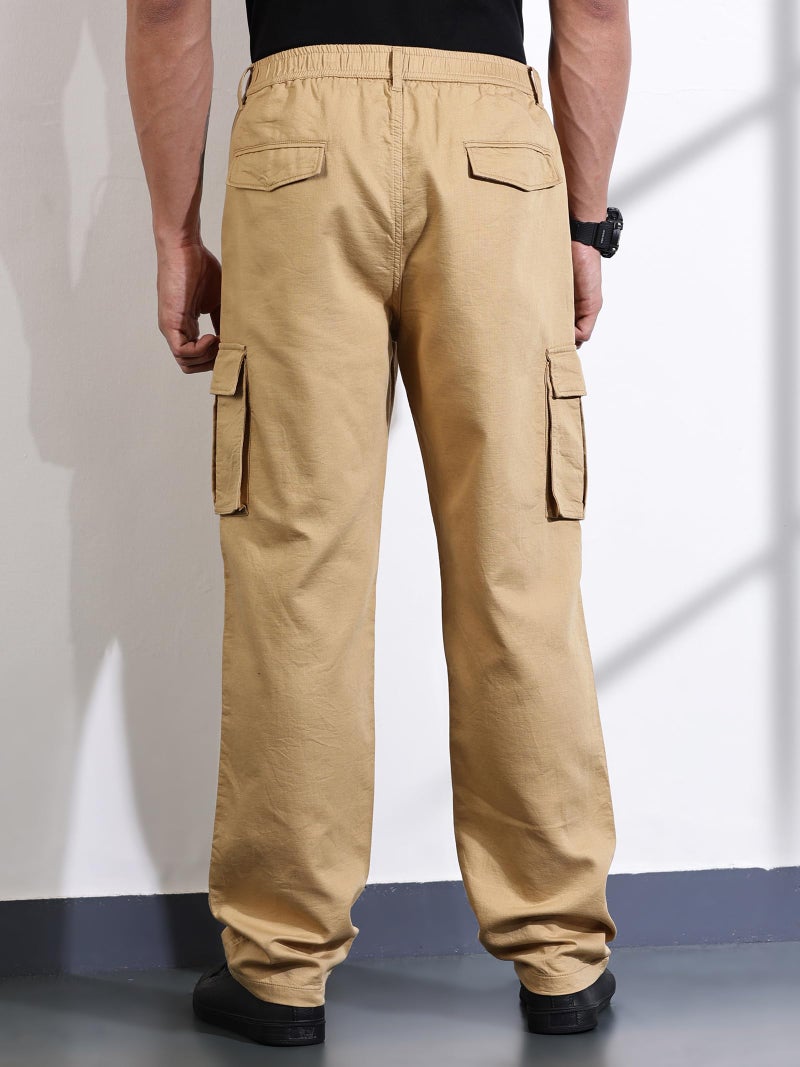 Thomas Scott Mens Solid Relaxed Fit Cargo Trouser (TSB104_Fawn, 36) - Image 3
