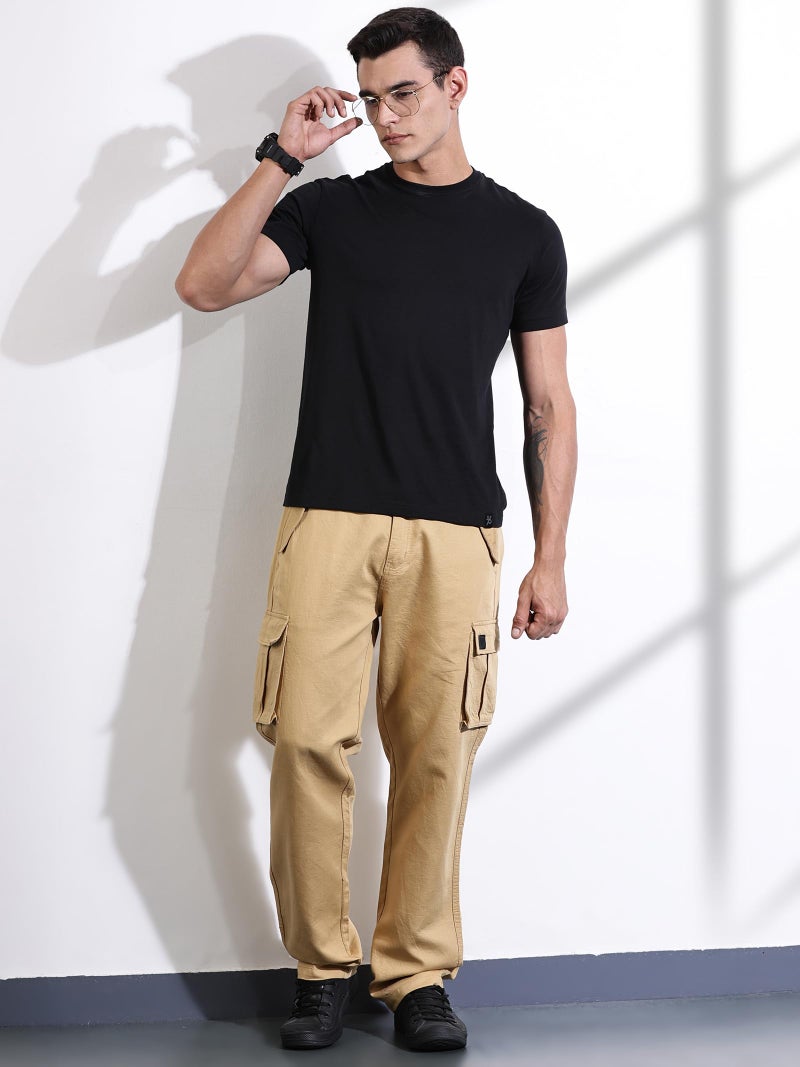 Thomas Scott Mens Solid Relaxed Fit Cargo Trouser (TSB104_Fawn, 36) - Image 4