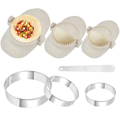 Worldity 7 Pieces Empanada Maker Press, 3 Size Dumpling Maker Press with Dough Cutter and Stuffing Spoon, Dumpling Mold for Chinese Dumplings, Empanadas, Ravioli and Pie - Image 1