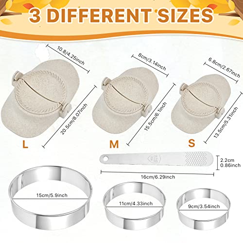 Worldity 7 Pieces Empanada Maker Press, 3 Size Dumpling Maker Press with Dough Cutter and Stuffing Spoon, Dumpling Mold for Chinese Dumplings, Empanadas, Ravioli and Pie - Image 3