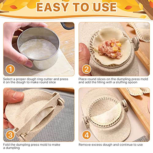 Worldity 7 Pieces Empanada Maker Press, 3 Size Dumpling Maker Press with Dough Cutter and Stuffing Spoon, Dumpling Mold for Chinese Dumplings, Empanadas, Ravioli and Pie - Image 4