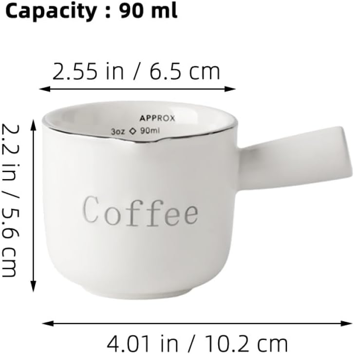YARNOW Ceramic Creamer Pitcher with Handle Espresso Measuring Cup with Scale for Coffee Milk Sauce Home Kitchen Use - Image 2