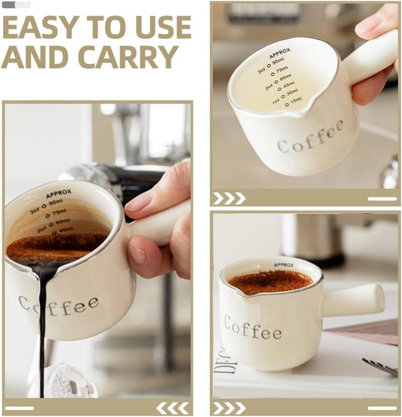 YARNOW Ceramic Creamer Pitcher with Handle Espresso Measuring Cup with Scale for Coffee Milk Sauce Home Kitchen Use - Image 5