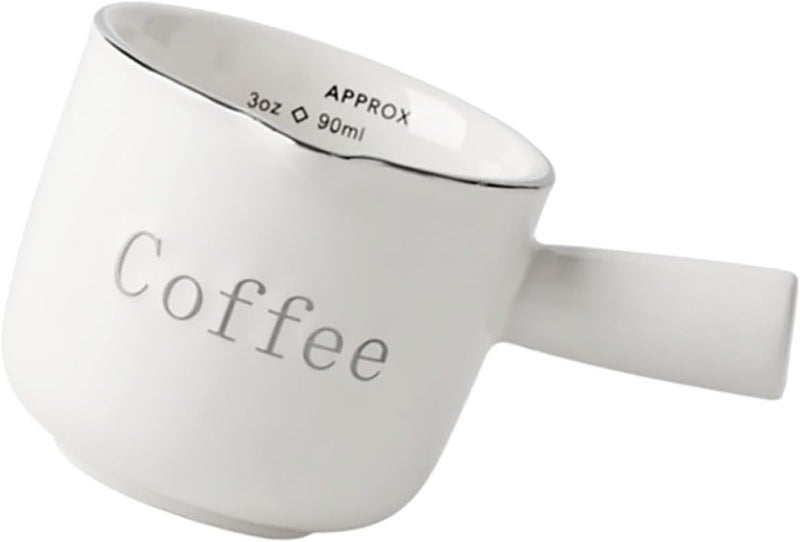 YARNOW Ceramic Creamer Pitcher with Handle Espresso Measuring Cup with Scale for Coffee Milk Sauce Home Kitchen Use - Image 1