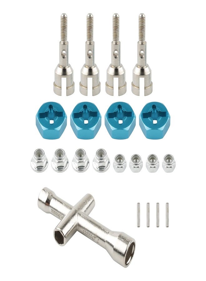 Rchobbytop 7mm to 12mm Wheel Drive Hex Convert Adapters & Axle Shaft & Lock Nuts & Wrench for 1/18 WLtoys A949 A959 A969 A979 K929 RC Cars Upgrade to 1/10 Wheel, Set of 4 - Image 1