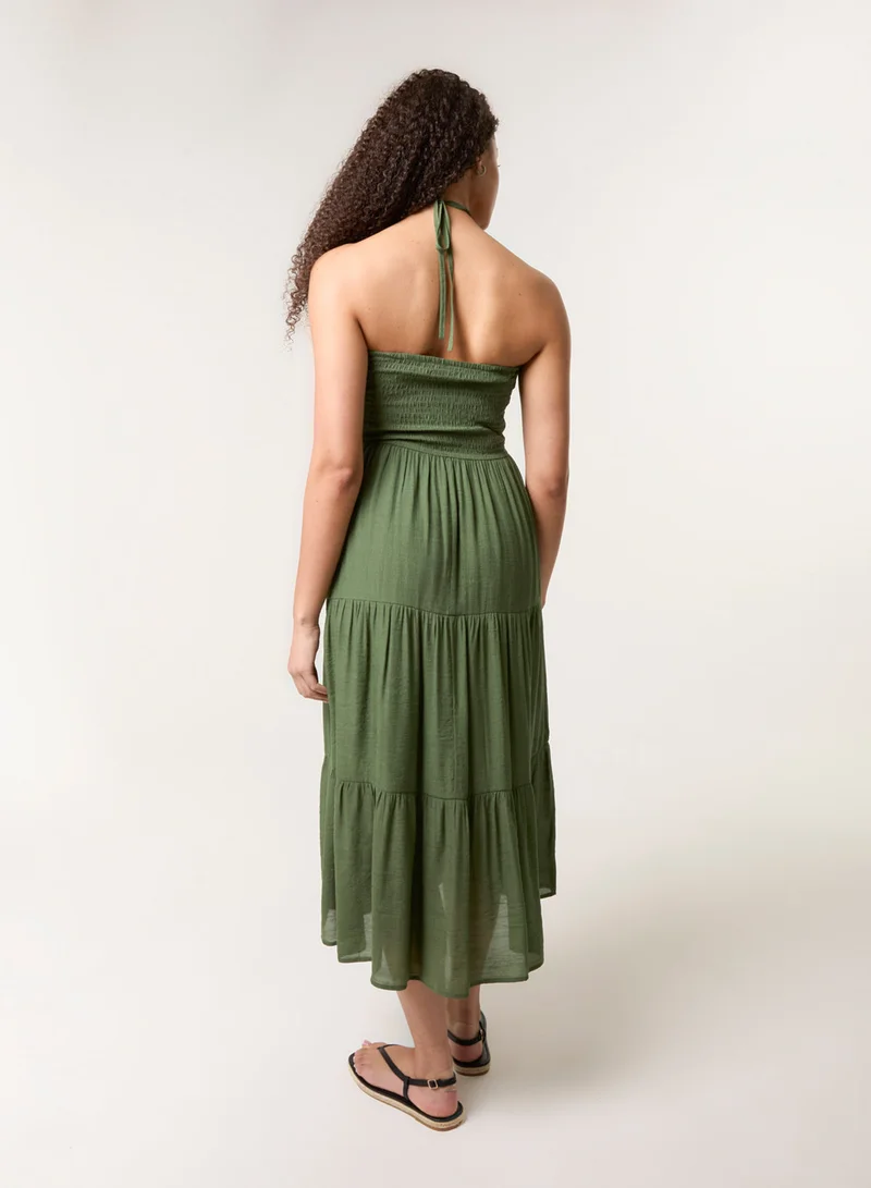 Blue Vanilla Bandeau Tiered Midi Dress