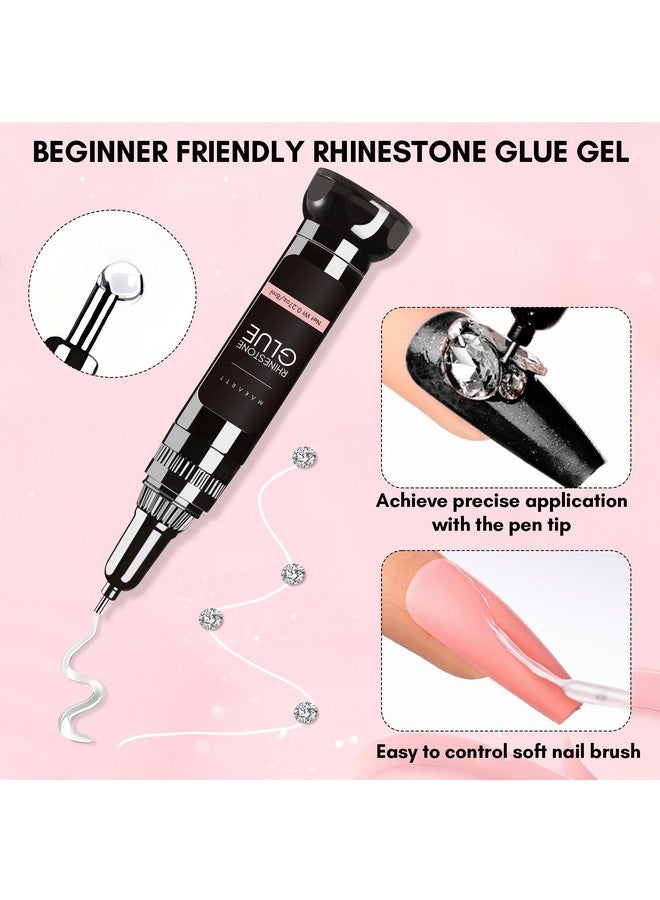 ماكارت مجموعة غراء أظافر ماكارت بأحجار الراين - غراء أظافر جل لأحجار الراين للتصميم ثلاثي الأبعاد، غراء أظافر قوي للغاية لأحجار الراين لتزيين الأظافر في عيد الحب، خرز كريستالي مرصع بالألماس، 15 مل و8 مل، احتياجات معالجة - Image 5