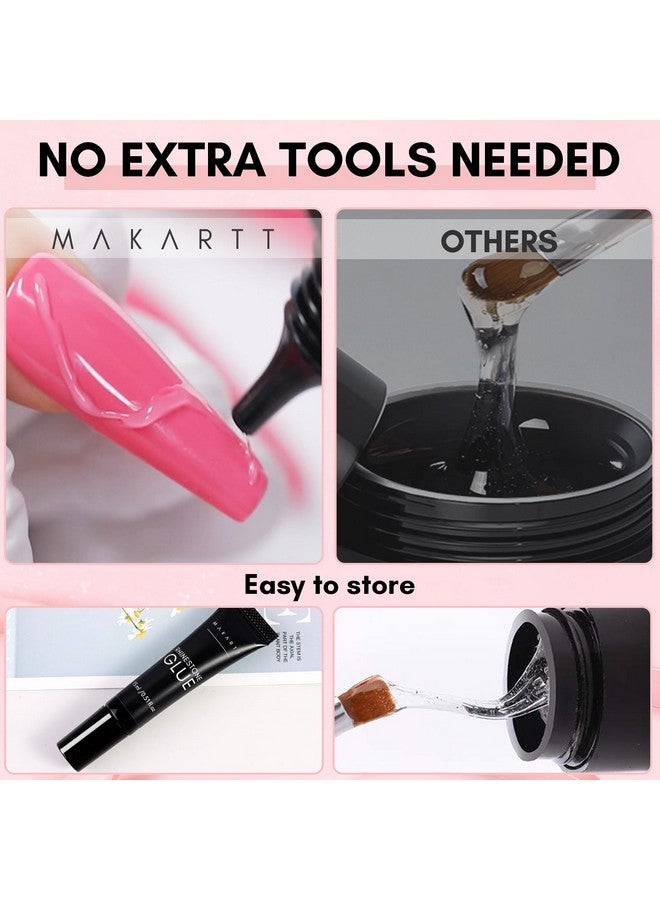 ماكارت مجموعة غراء أظافر ماكارت بأحجار الراين - غراء أظافر جل لأحجار الراين للتصميم ثلاثي الأبعاد، غراء أظافر قوي للغاية لأحجار الراين لتزيين الأظافر في عيد الحب، خرز كريستالي مرصع بالألماس، 15 مل و8 مل، احتياجات معالجة - Image 4