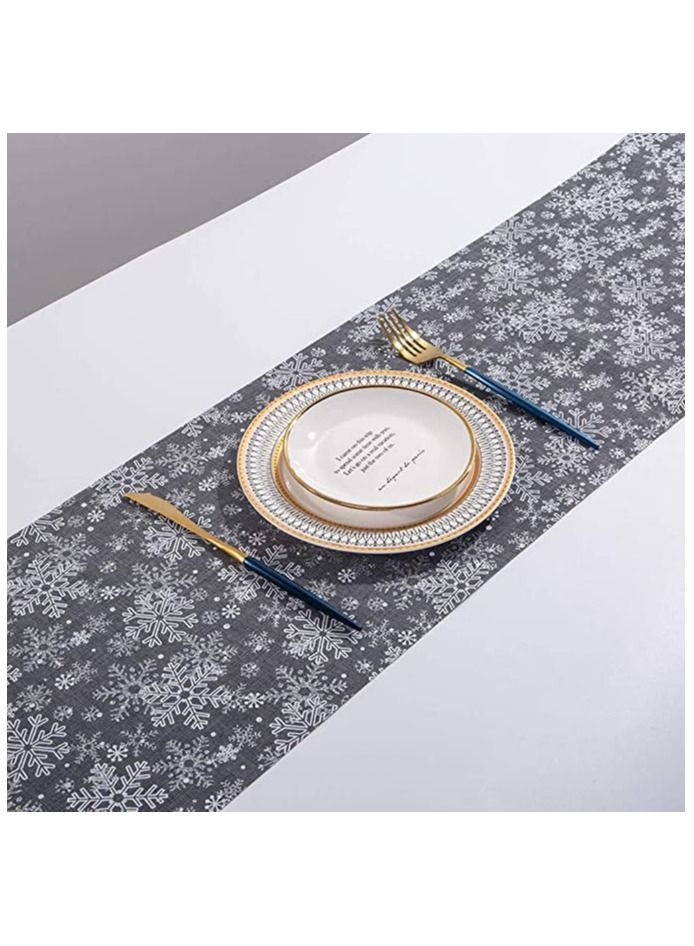 ACLIX Long Table Cloth Runners Merry Christmas Tree and Snowflake Print Round Table Decorations for Birthday Parties Banquets(28x270CM) - Image 1