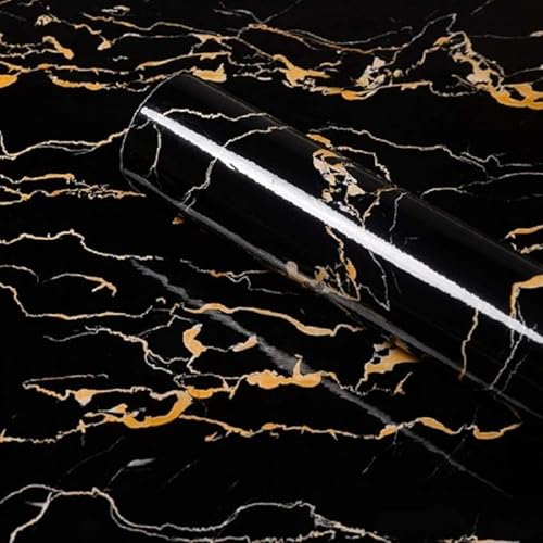 wall love Marble OilProof & Waterproof self-Adhesive Sheet Stickers Big Countertop Cabinet Furniture puja Room Kitchen,Home Sticker Wallpaper 60 x 200cm (Black Gold Wallpaper) - Image 3