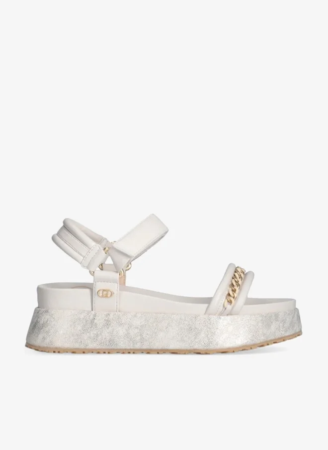 ليو جو صندل بكعب سميك بتفاصيل سلسلة