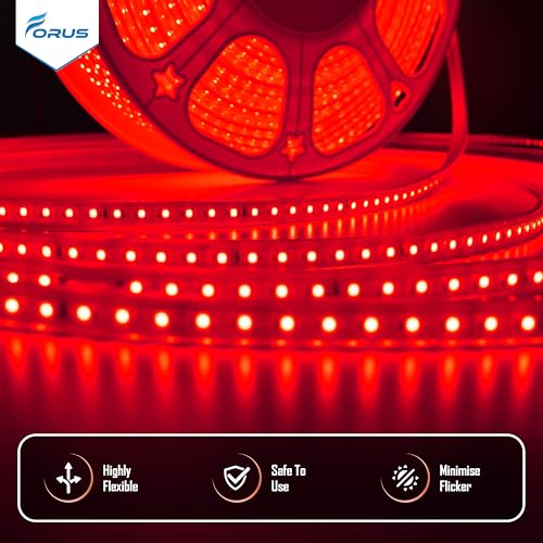 Forus LED Rope Light 5 Meter 6 Month Warranty, Outdoor Waterproof Decorative Cove Lights for Ceiling, Balcony, Home Decor, Interior Decoration, Flexible Profile Light for Diwali, Christmas -Red - Image 2