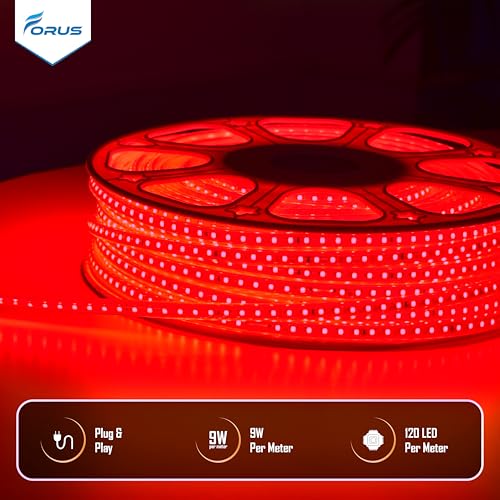 Forus LED Rope Light 5 Meter 6 Month Warranty, Outdoor Waterproof Decorative Cove Lights for Ceiling, Balcony, Home Decor, Interior Decoration, Flexible Profile Light for Diwali, Christmas -Red - Image 4