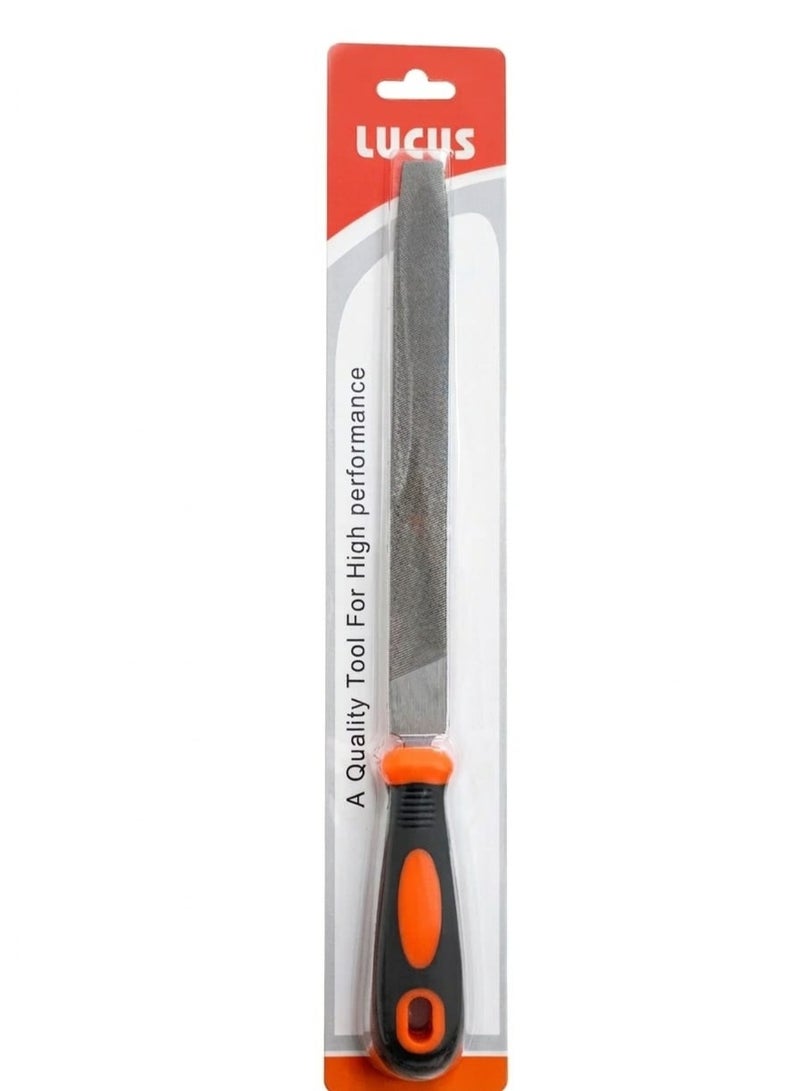lucus 8" Flat File | With High-quality steel |Cut Mill File | Ergonomic Grip, Rubber Handle, Finder Hand File for Deburring and Removing Material - Ideal for Wood, Metal, Plastic - Image 1