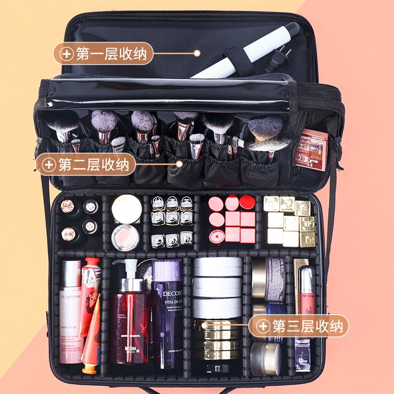 Factory Large Capacity Cosmetic Bag Tattoo Nail Art Makeup Portable Partition Toolbox Makeup Bags - Image 4
