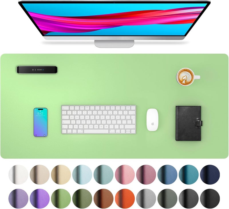 Aothia Leather Desk Pad Protector, Mouse Pad, Office Desk Mat, Non-Slip PU Leather Desk Blotter, Laptop Desk Pad, Waterproof Desk Writing Pad for Office and Home (31.5" x 15.7", Foam Green) - Image 1