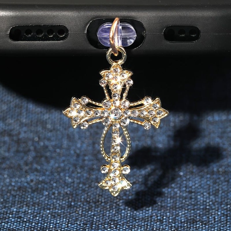 سدادة غبار سيليكونية مرصعة بالألماس من نوع Golden Cross C لقفل منفذ الهاتف والجهاز اللوحي - Image 4