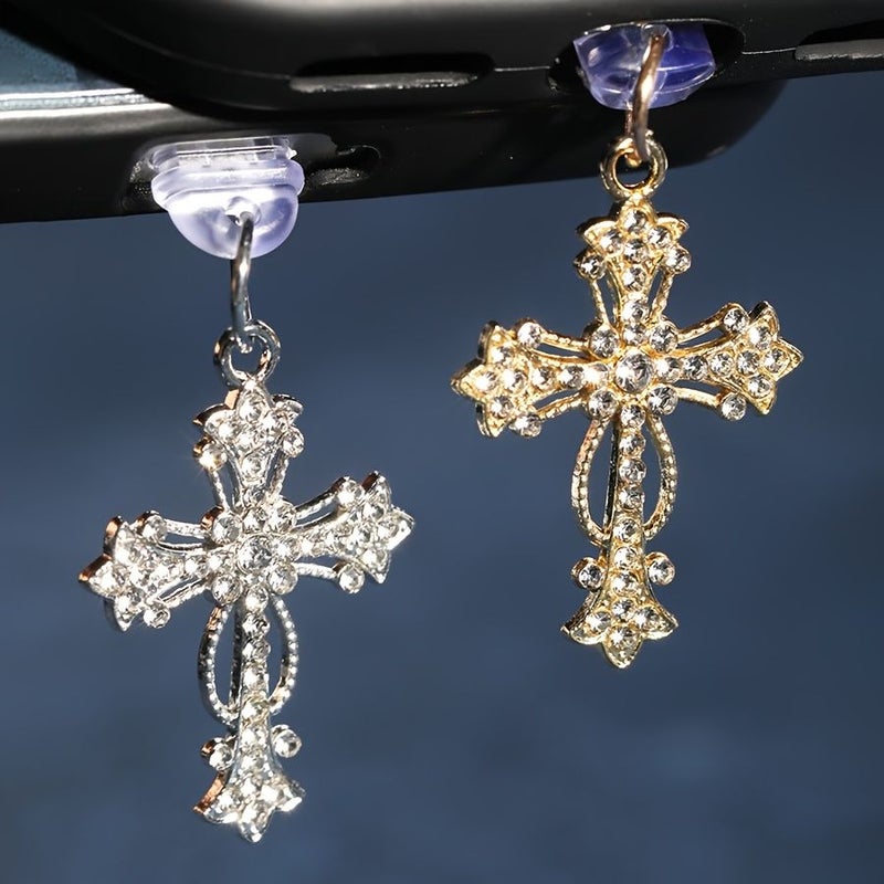 سدادة غبار سيليكونية مرصعة بالألماس من نوع Golden Cross C لقفل منفذ الهاتف والجهاز اللوحي - Image 1