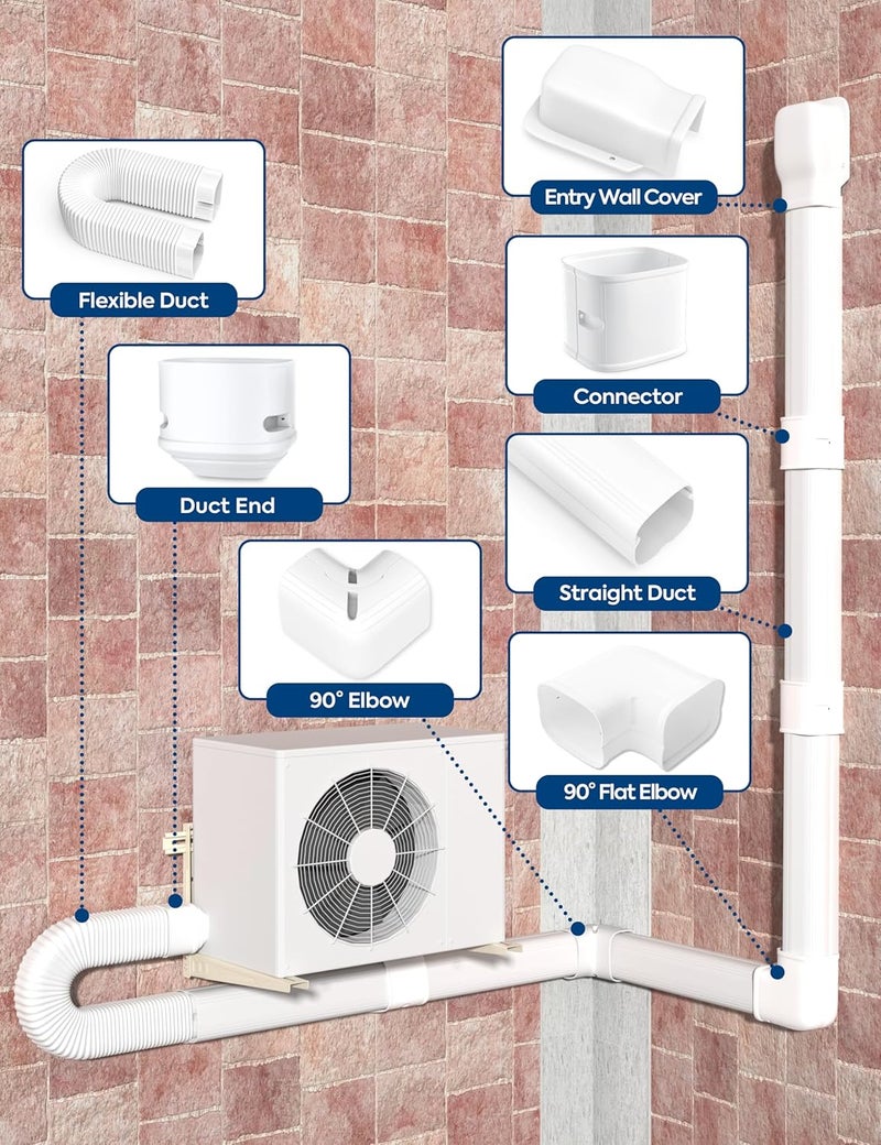 Nouscan 4" 9.5Ft Mini Split Line Set Cover with Flexible Duct, Upgrade PP Decorative Minisplit Lineset Cover Kit, Paintable for Mini Split, Air Conditioner, Central AC, HVAC and Heat Pumps, White - Image 5