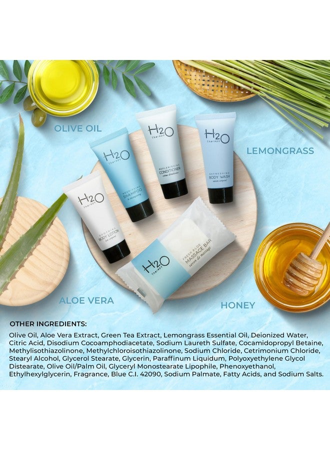 H2O Therapy Hotel Soaps and Toiletries Bulk Set | 1-Shoppe All-In-Kit Amenities for Hotels & Airbnb | .85oz Hotel Shampoo & Conditioner, Body Wash, Body Lotion & 1 oz Bar Soap Travel Size | 75 Pieces - Image 4