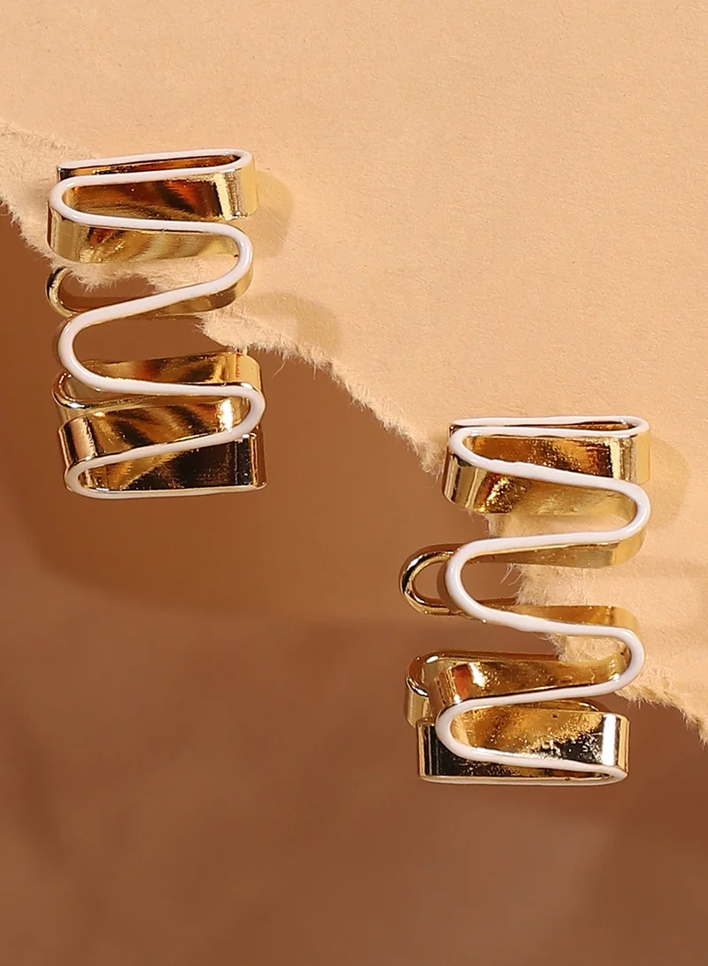 SOHI SOHI Women The Enamel-Coil Hoop Earrings | Chalk White & California  Colour | One-Size | Metallic Alloy Material | Push Back Closure | Earrings For Casual & Evening Wear