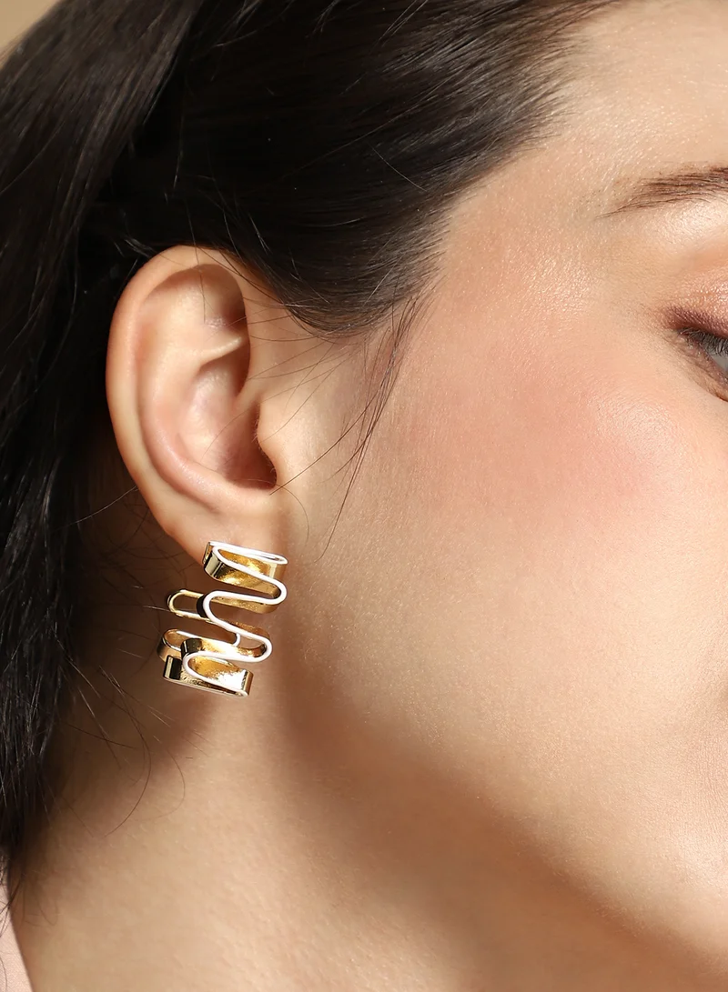 SOHI SOHI Women The Enamel-Coil Hoop Earrings | Chalk White & California  Colour | One-Size | Metallic Alloy Material | Push Back Closure | Earrings For Casual & Evening Wear