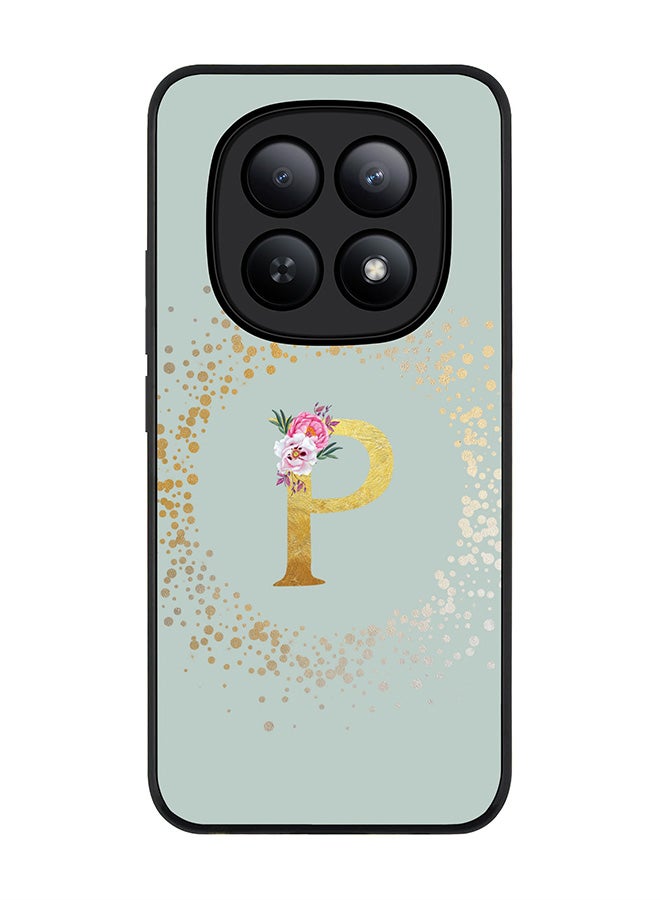 For Xiaomi Redmi Note 15 5G / Poco M8 Case,Slim fit Camera Protection, Shockproof Thin Phone cover  - Custom Monogram Floral - P  (Light Grey )