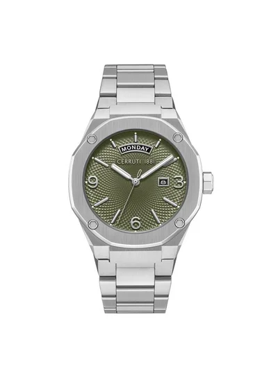 CERRUTI 1881 Men's Razzuolo 41mm Green Dial Stainless Steel Bracelet Analog Watch For Men