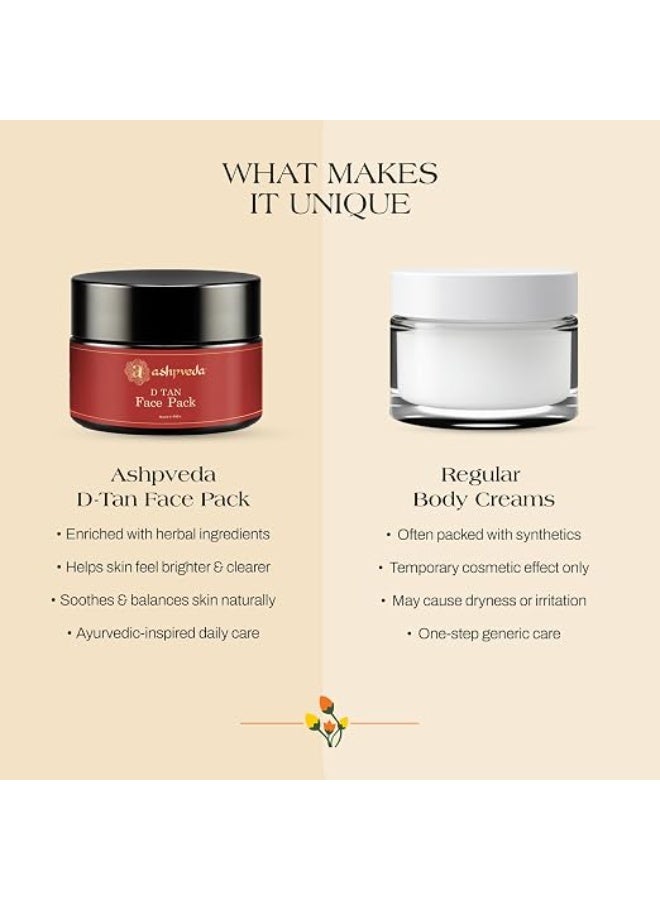 Ashpveda D Tan Face Pack for De-Tan, Hydrate & Tone Skin | Natural Brightening Face Mask for Radiant Glow – 30g - Image 2