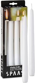 Tribello SPAAS White Taper Candles - 4 Pack | 10 Inch Tall Candles, Scent-Free Premium Wax Candle Sticks | 8 Hour Long - Image 1