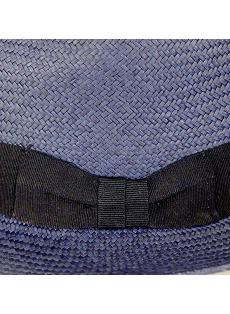 قبعة الشمس من القش للنساء والفتيات، قبعة شاطئ صيفية لطيفة قابلة للطي، حافة واسعة مرنة مع عقدة فيونكة باللون الأزرق الداكن - Image 3