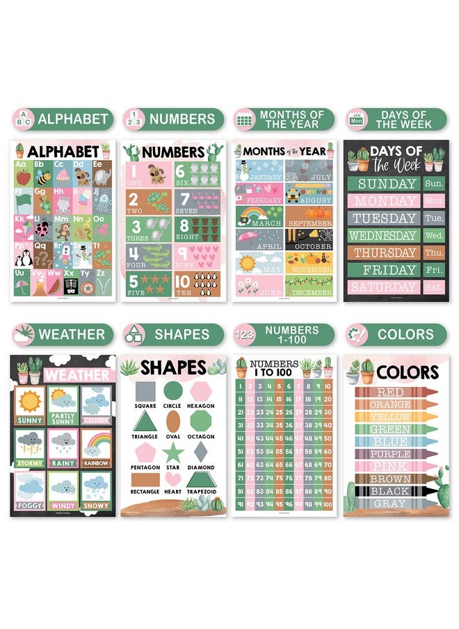 Hadley Designs Hadley Designs 16 Cactus Kids Educational Posters For Toddlers 1-3 - Pre K Learning Posters, Preschool Posters for Classroom, Alphabet Poster For Toddlers, Teacher Posters For Classroom Posters  - Image 5