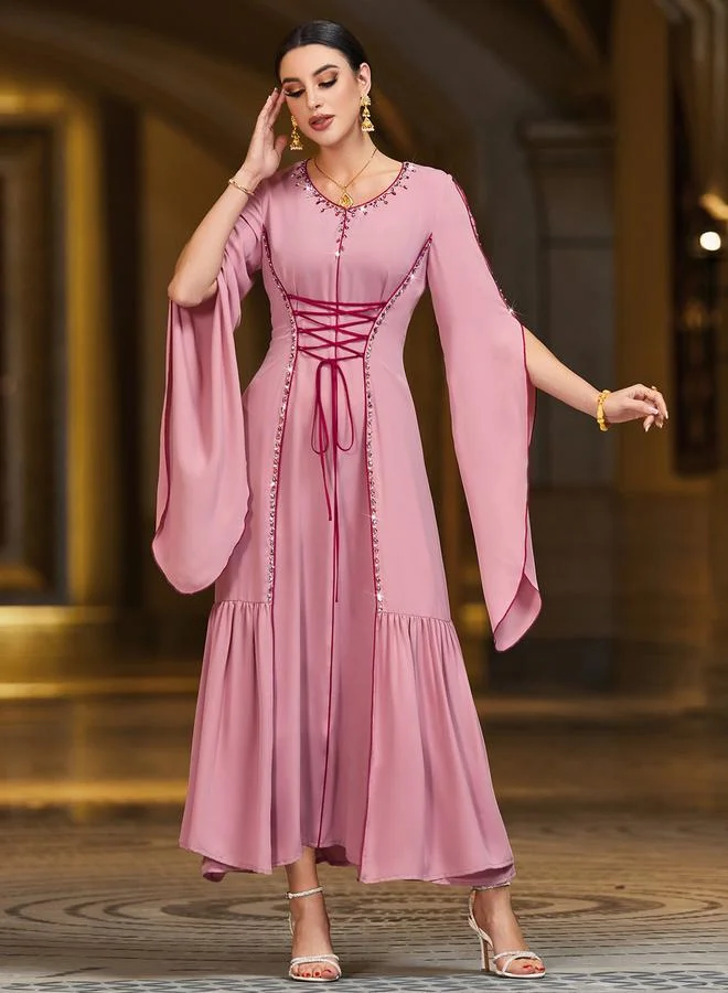 تايك تو فستان طويل نسائي مزين بالفصوص