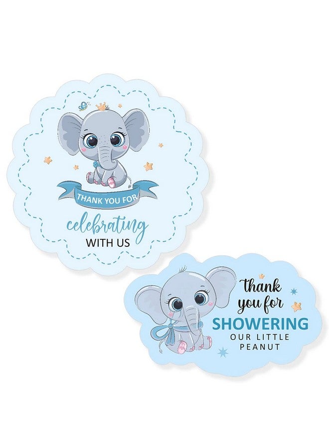 aPamr Cute Blue Elephant Baby Shower Thank You Sticker,Thank You for Celebrating with us Stickers,Little Elephant Baby Shower Theme Party Supplies Labels Sticker 2.4 Inch (80 PCS) - Image 1